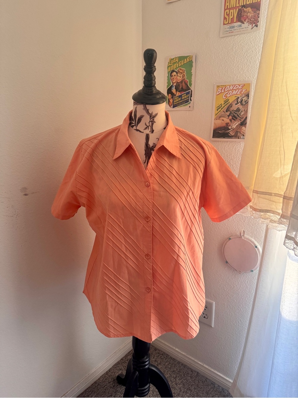 Vintage 1980s Peach Button-Up Blouse